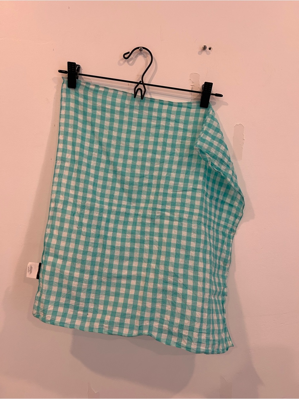 J Crew Light Blue Teal Gingham Cotton Scarf